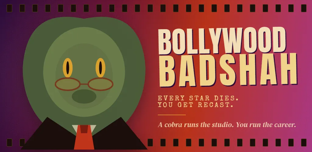 Bollywood Badshah artwork: a cobra in round glasses and a red tie, beside the lines 'Every star dies. You get recast.'